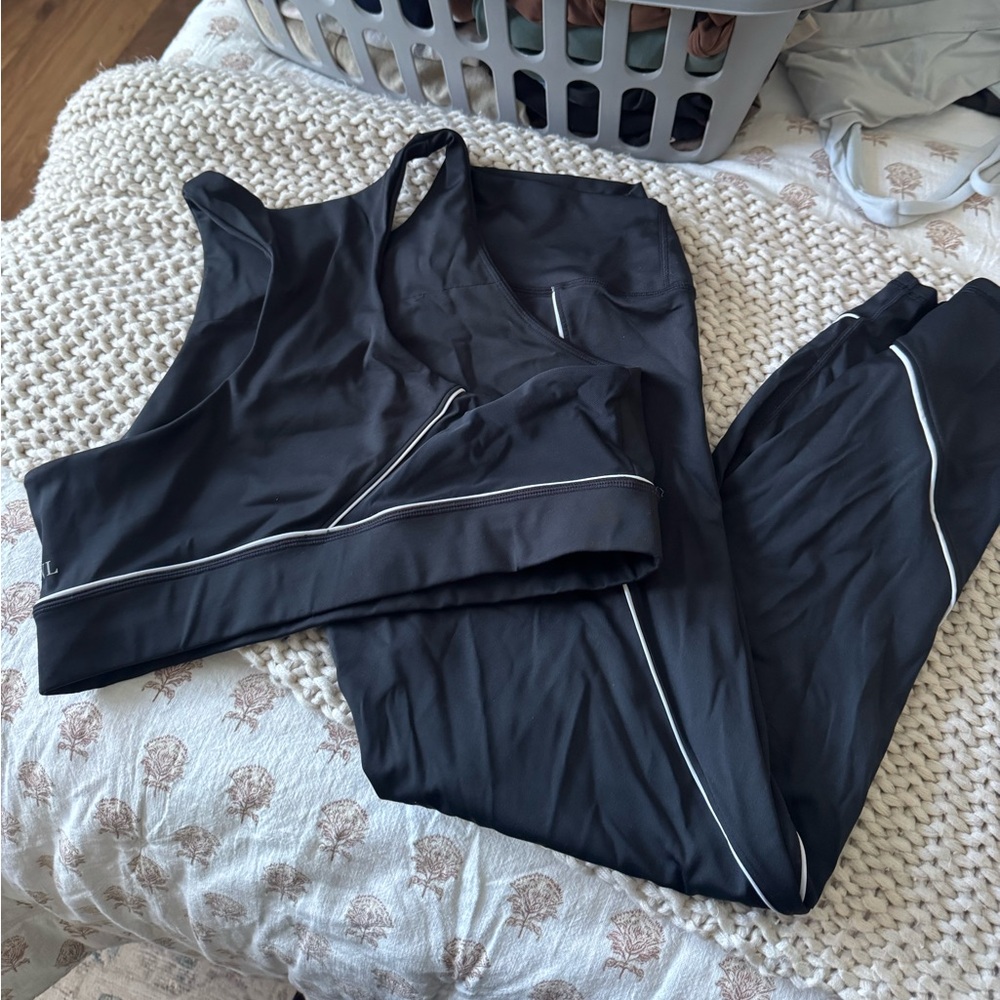 IVL black & white pipping high waisted set